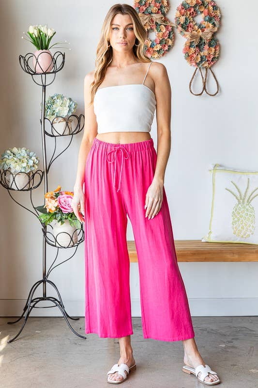 HEIMISH - EP6762-10 SOLID CASUAL PANTS WITH SIDE POCKET AND DRAWSTRING: 2-2-2 (S-M-L) / BLACK