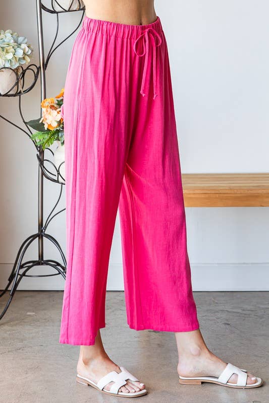 HEIMISH - EP6762-10 SOLID CASUAL PANTS WITH SIDE POCKET AND DRAWSTRING: 2-2-2 (S-M-L) / BLACK