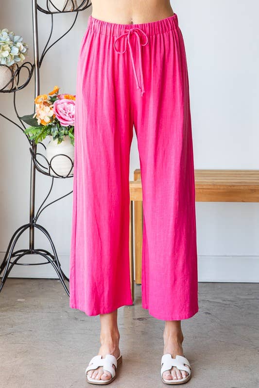 HEIMISH - EP6762-10 SOLID CASUAL PANTS WITH SIDE POCKET AND DRAWSTRING: 2-2-2 (S-M-L) / BLACK