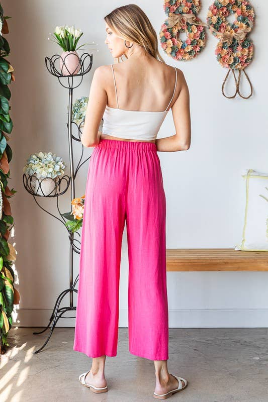 HEIMISH - EP6762-10 SOLID CASUAL PANTS WITH SIDE POCKET AND DRAWSTRING: 2-2-2 (S-M-L) / BLACK