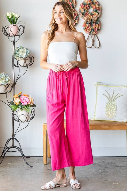 HEIMISH - EP6762-10 SOLID CASUAL PANTS WITH SIDE POCKET AND DRAWSTRING: 2-2-2 (S-M-L) / BLACK