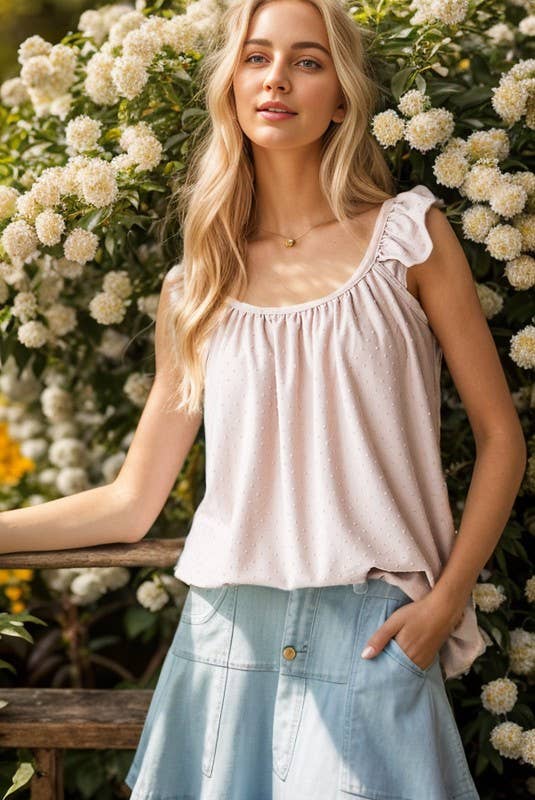 HEIMISH - ST2454-19 SOLID SWISS DOT TOP: 2-2-2 (S-M-L) / LT TAUPE