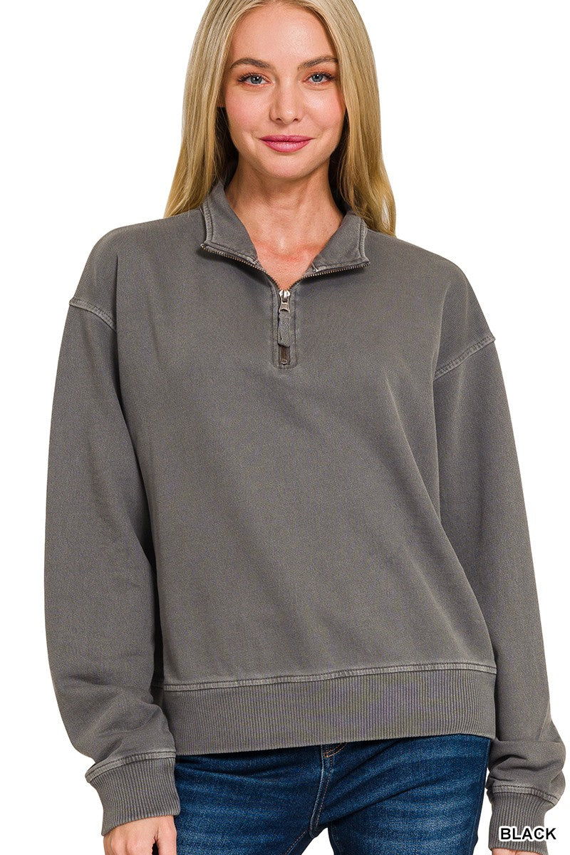 10.28.25 F/terry Pigment Dye & Enzyem Washed Half Zip Top 5282