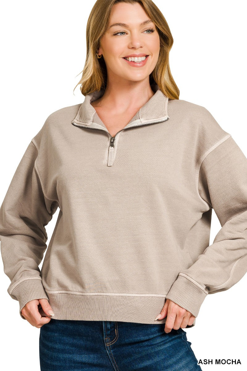 10.28.25 F/terry Pigment Dye & Enzyem Washed Half Zip Top 5282