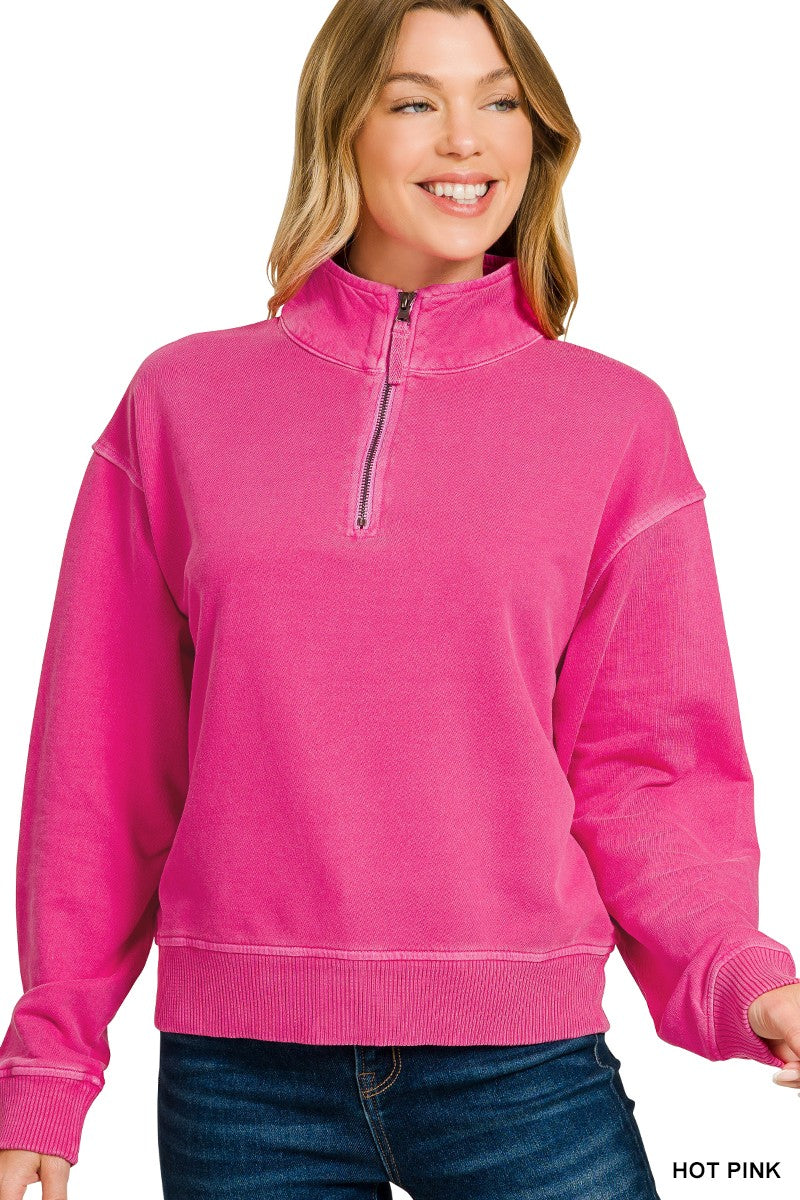 10.28.25 F/terry Pigment Dye & Enzyem Washed Half Zip Top 5282