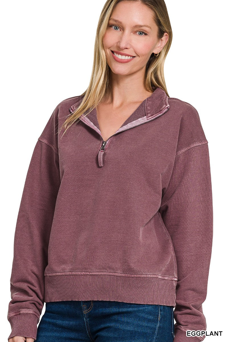 10.28.25 F/terry Pigment Dye & Enzyem Washed Half Zip Top 5282