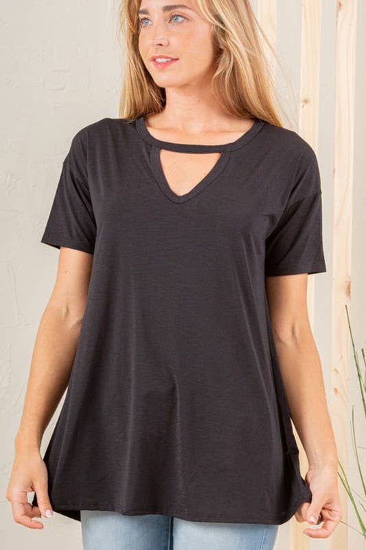 HEIMISH - ST1667-BUL SHORT SLEEVE KEYHOLE NECK SOLID BULGARI TOP
: 2-2-2 (S-M-L) / NEON LIME
