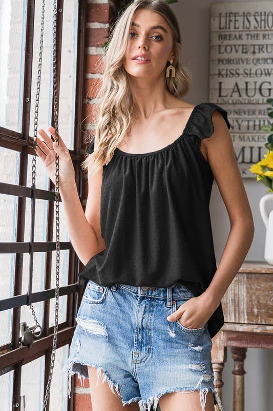 HEIMISH - ST2454-19 SOLID SWISS DOT TOP: 2-2-2 (S-M-L) / LT TAUPE