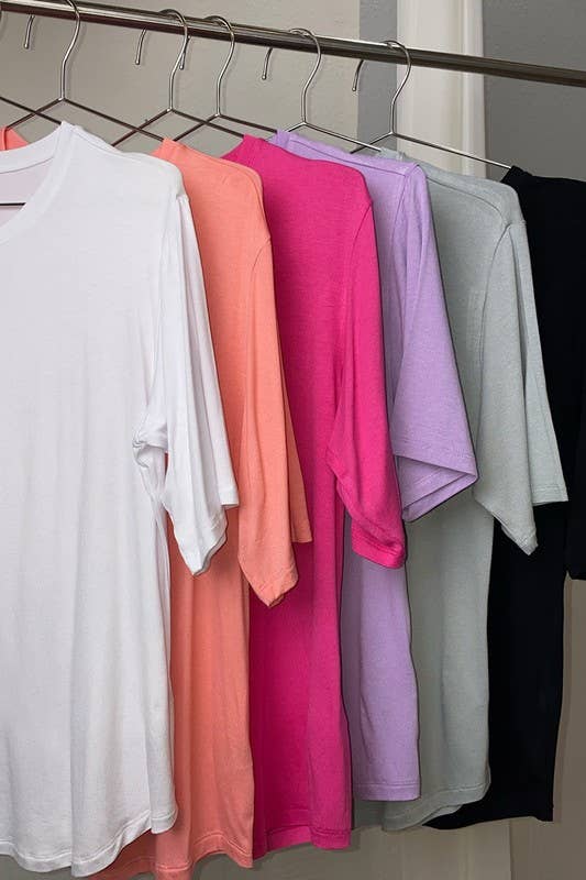 HEIMISH - HT008  DAILY SWEET LOOSE FIT LONG SLEEVE TOP: 2-2-2 (S-M-L) / FUCHSIA