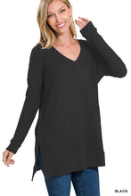 Load image into Gallery viewer, 1.3 Zenana BRUSHED THERMAL WAFFLE V-NECK SWEATER HT-2430AB