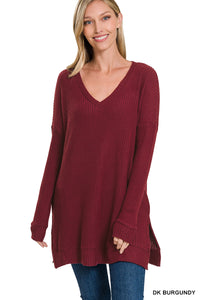 1.3 Zenana BRUSHED THERMAL WAFFLE V-NECK SWEATER HT-2430AB