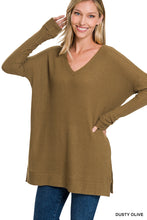 Load image into Gallery viewer, 1.3 Zenana BRUSHED THERMAL WAFFLE V-NECK SWEATER HT-2430AB