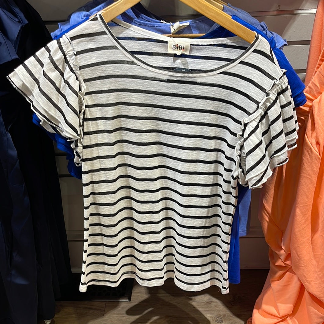 4.5.23 Shop The Tour Bibi Stripe Ruffle Sleeve Black/White